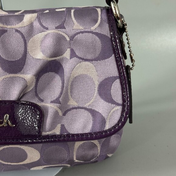 Coach CC Monogram Canvas with Purple Patent Leather Accents Mini Shoulder Bag - Picture 3 of 15